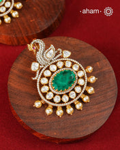 Swan Moissanite Gold Polish Silver Pendant Earring Set