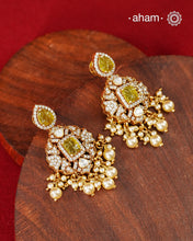 Moissanite Gold Polish Silver Choker & Earrings Set