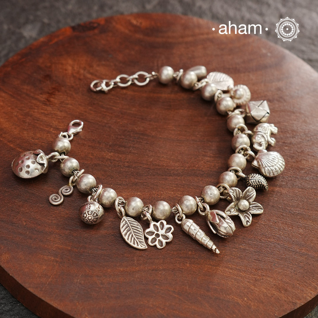 A.M P.M Charm Silver Bracelet