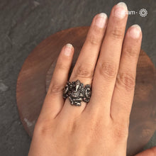 92.5 Sterling Silver Ring with intricate nakshi detailing.