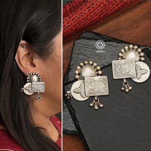 One of a Kind Silver Flower Earrings