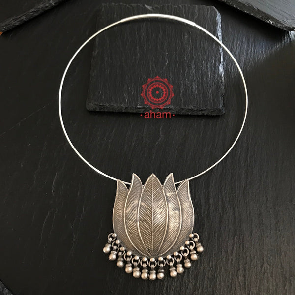 Everyday Wear Silver Pendant in 92.5 silver with Wire Hasli.  Easy to wear, looks great with Indian and Western outfits.  The Hasli is easily removable and can be used with any other pendant as well (Available on pre order)