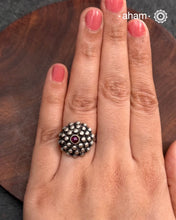 92.5 sterling silver adjustable ring with kemp stone center.