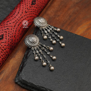 92.5 Sterling Silver Handcrafted Nrityam Silver earrings.  Traditional and timeless pieces that can be worn across generations. 