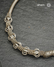 Vintage tribal silver hasli with Twist wire work. Opens in the front.