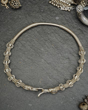 Vintage tribal silver hasli with Twist wire work. Opens in the front.