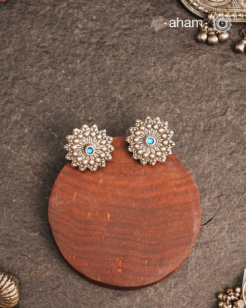 Mewad silver earrings studs. An ode to the glorious state of Rajasthan. Light weight, great as everyday and ethnic wear.&nbsp;