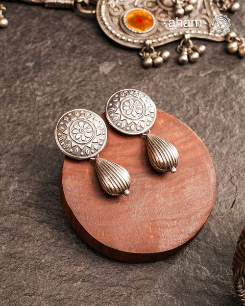 Mewad Earrings handcrafted in 92.5 sterling silver. An ode to the glorious state of Rajasthan. Light weight great as everyday and ethnic wear.