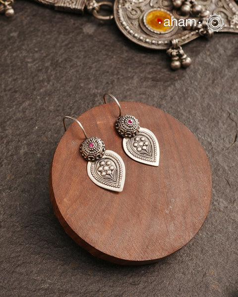 Mewad Earrings handcrafted in 92.5 sterling silver. An ode to the glorious state of Rajasthan. Light weight great as everyday and ethnic wear.