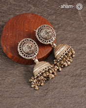 Statement Tribal Silver Jhumkie Earrings - Bold, handcrafted silver jhumkie earrings. The delicate ghungroos create a delightful sound with every movement, adding a playful yet traditional touch. Perfect for those who appreciate heritage jewellery, these earrings are an eye-catching addition to any collection.