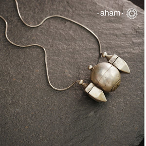 Traditional Shiva lingam&nbsp;neckpiece handcrafted in silver.The pendant is a vintage silver piece, the chain is new crafted in 92.5 silver