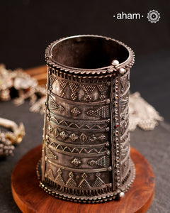 A statement Vintage Silver Arm Cuff. Traditionally worn in the arm.
