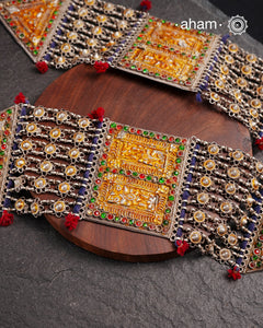 Tribal Silver Jaisalmeri Rani Har.These beautiful vintage pieces carry a slice of history with them.They are made by skilled artisans and involve various hand technique such as soldering, hammering, casting, stamping, dapping and stone setting. 
