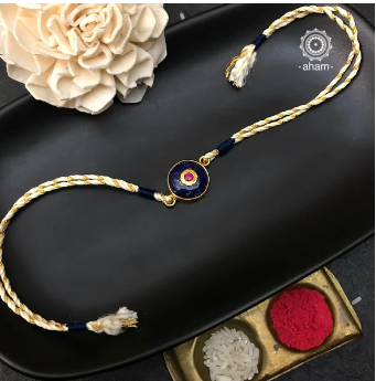 Lapiz Gold Polish Silver Rakhi