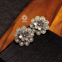 Mewad flower studs handcrafted in 92.5 sterling silver. An ode to the glorious state of Rajasthan. Great as work and everyday wear earrings. 