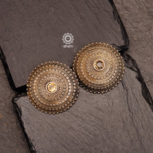 Statement Mewad studs with fine rava work handcrafted in 92.5 sterling silver. If it was one piece of jewellery we had to choose, it would be these gorgeous studs. An heirloom piece that can be cherished across genrations. 