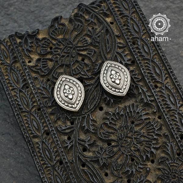 Mewad flower studs handcrafted in 92.5 sterling silver. An ode to the glorious state of Rajasthan. Light weight earrings great as everyday and ethnic wear. 