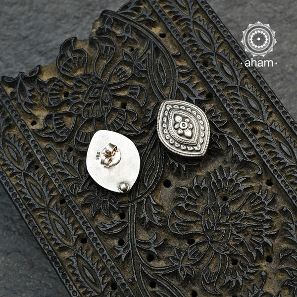 Mewad flower studs handcrafted in 92.5 sterling silver. An ode to the glorious state of Rajasthan. Light weight earrings great as everyday and ethnic wear. 