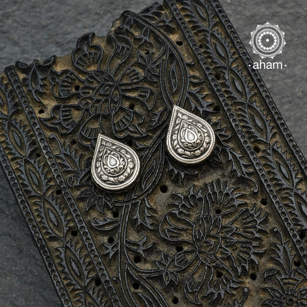 Mewad drop studs handcrafted in 92.5 sterling silver. An ode to the glorious state of Rajasthan. Light weight earrings great as everyday and ethnic wear. 