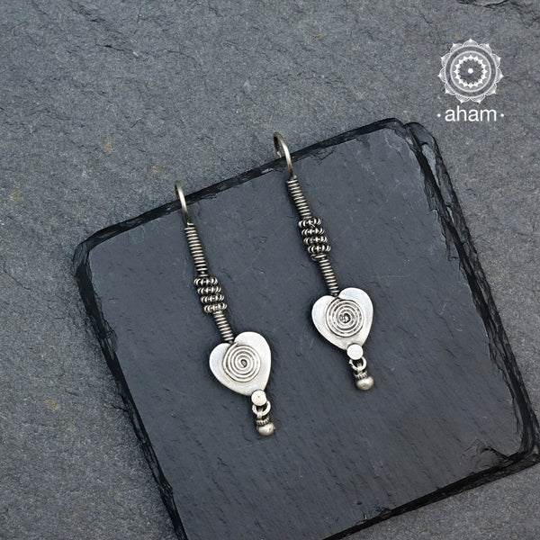 Mewad heart shaped arrow earrings handcrafted in 92.5 sterling silver. An ode to the glorious state of Rajasthan. Light weight great as everyday and ethnic wear. 