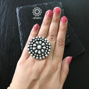 Stylish Pearl Ring in 92.5 Sterling Silver.  Versatile and ever so stylish.  Goes with a variety of outfits. 
