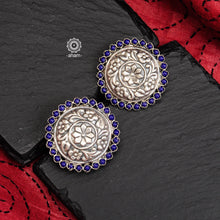 Everyday wear Summer Love flower studs. Handcrafted in sterling silver with coloured stone highlights. 