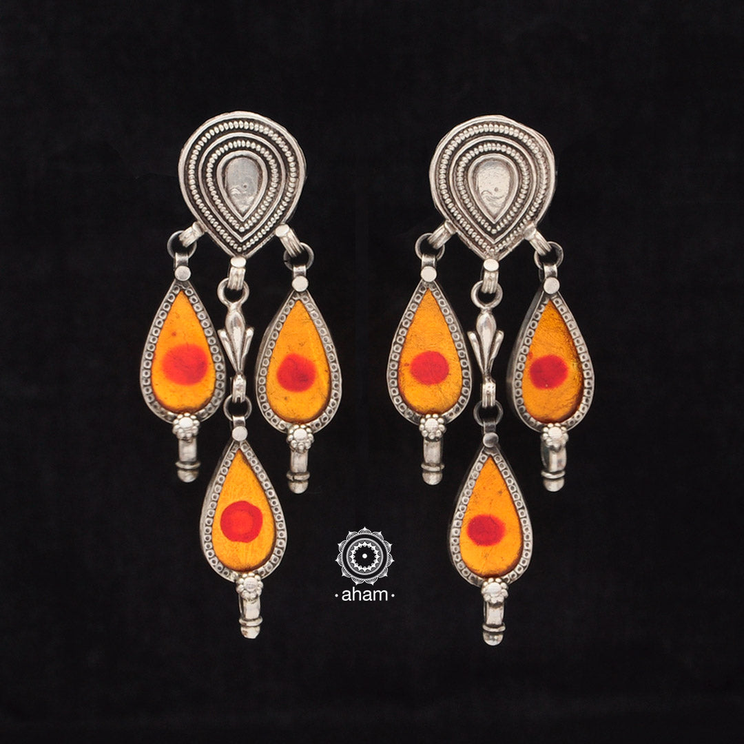 92.5 Sterling Silver Rang Mahal Earrings. The magic that happens when glass, silver and a pop of colour come together. 