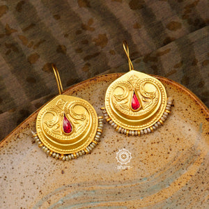 Traditional gold polish earrings handcrafted in 92.5 sterling silver earrings. Lightweight earrings perfect for special occasions and gifting.