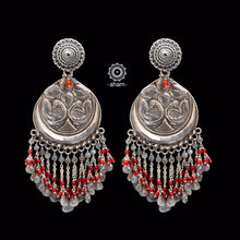 Beaded Beauty! 92.5 Sterling Silver Ruhi Earring with semi precious stone setting. 