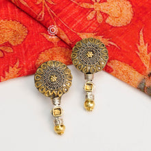Handcrafted Noori two tone earrings in 92.5 sterling silver with beautiful floral  work. Style this up with your favourite ethnic or fusion outfit.