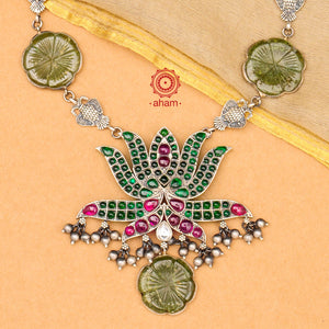 Flaunt a piece of `modern heirloom jewellery' with this pair of Beautiful Kemp Lotus Neckpiece that marries ancient temple motifs and handcrafting techniques to modern design sensibilities 