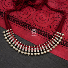 Handcrafted Mewad silver short neckpiece. Can be paired with both ethnic and western outfits.