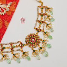 Flower Green Drop Gold Polish Silver Choker