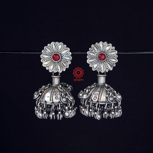 Statement Tribal silver jhumkie. The ghungroos make a lovely sound when the jhumkie moves. 