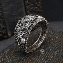Beautiful and intricate handcrafted Nakshi work 92.5 sterling silver kada. Crafted by master artisans. 
