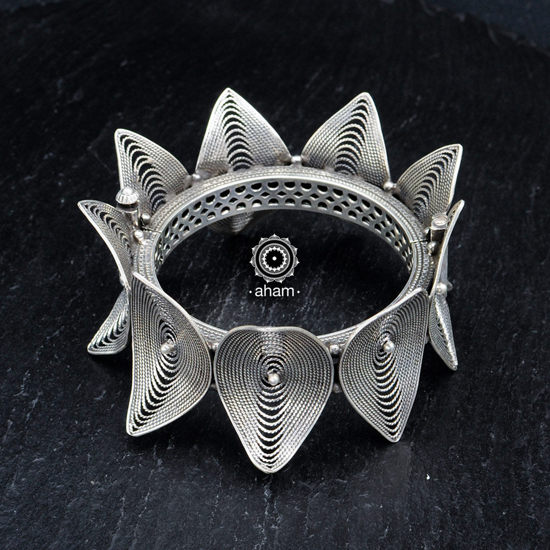 Hand Kada with Tar Work crafted in 92.5 silver 