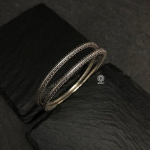 Handcrafted Silver Bangles in 92.5 silver with rava work. Perfect for everyday wear. 