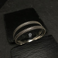 Handcrafted everyday wear bangles in 92.5 sterling silver with rava work.