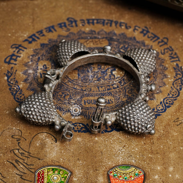 Handcrafted vintage silver bangles with statement ghungroos.  