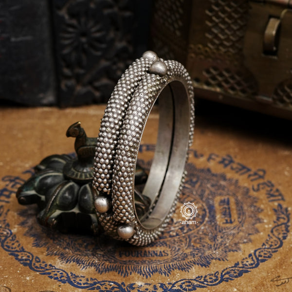 Handcrafted vintage silver bangles.  