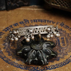 Handcrafted vintage silver bangles with statement ghungroos.  