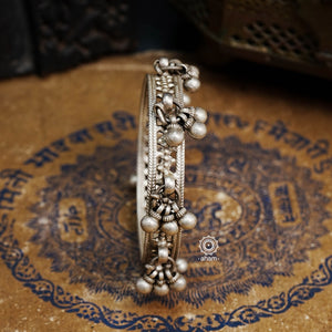 Handcrafted vintage silver bangles with statement ghungroos.  