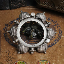 Vintage silver kada with intricate work, handcrafted by skilful artisans. Beautiful piece from a bygone era, that bring back memories and stories of that time.  The Naugari Kada is a Two part bracelet with projected simulated gajre balls made from stamped silver sheet. 