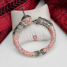 Beautiful Meenakari work kada in 92.5 sterling silver. Miniature floral hand painting done by skilful artisans. These elegant kadas are a must have in any jewellery lovers collection. 