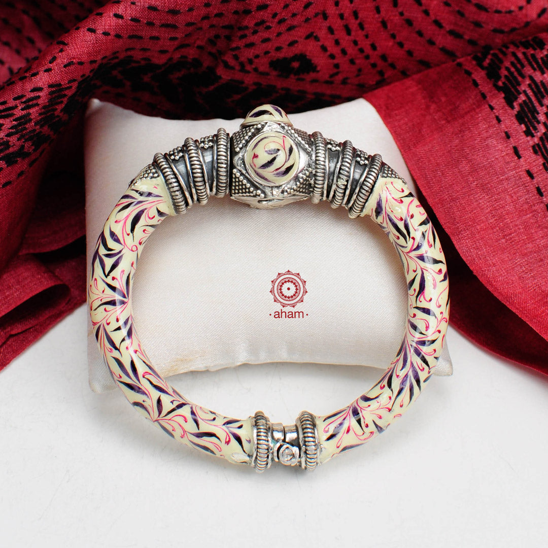 Meena Work Silver Kada (Size: 2.5, Openable) – aham jewellery ...