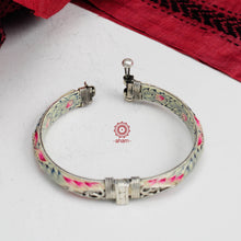 Beautiful Meenakari work kada in 92.5 sterling silver. Miniature floral hand painting done by skilful artisans. These elegant kadas are a must have in any jewellery lovers collection. 