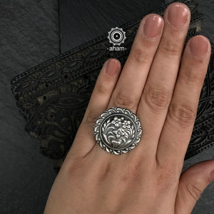 Handcrafted Mewad adjustable ring in 92.5 sterling silver.