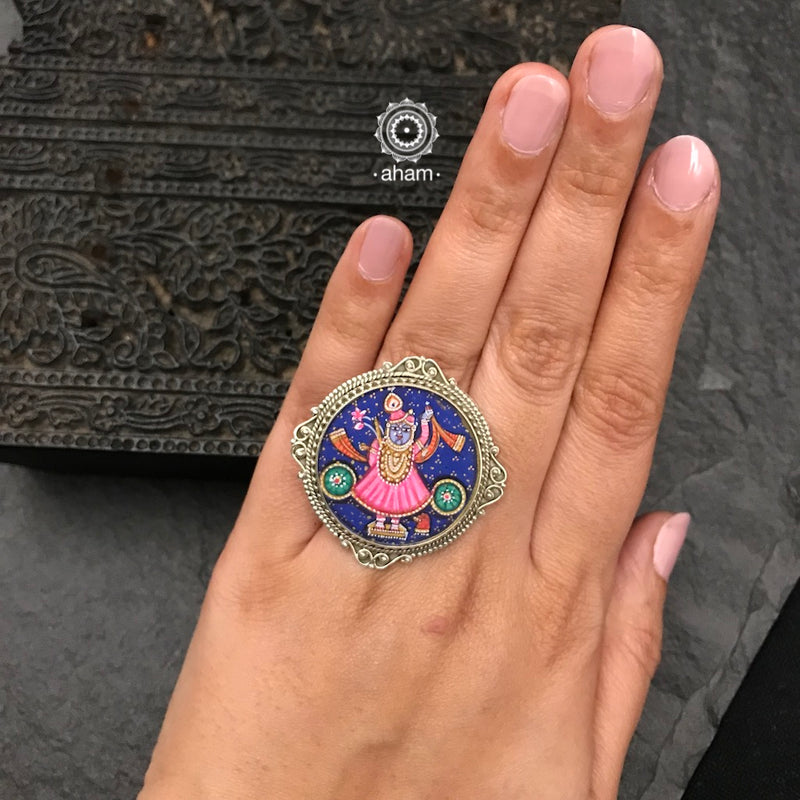 Gorgeous Antique Krishna Motif Finger Ring - South India Jewels