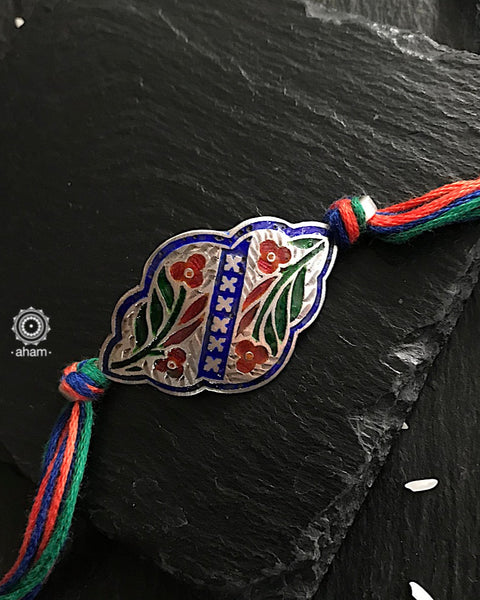 Tribal Floral Silver Rakhi