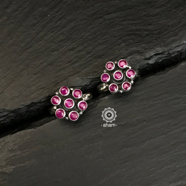 Maroon Silver Toe Ring